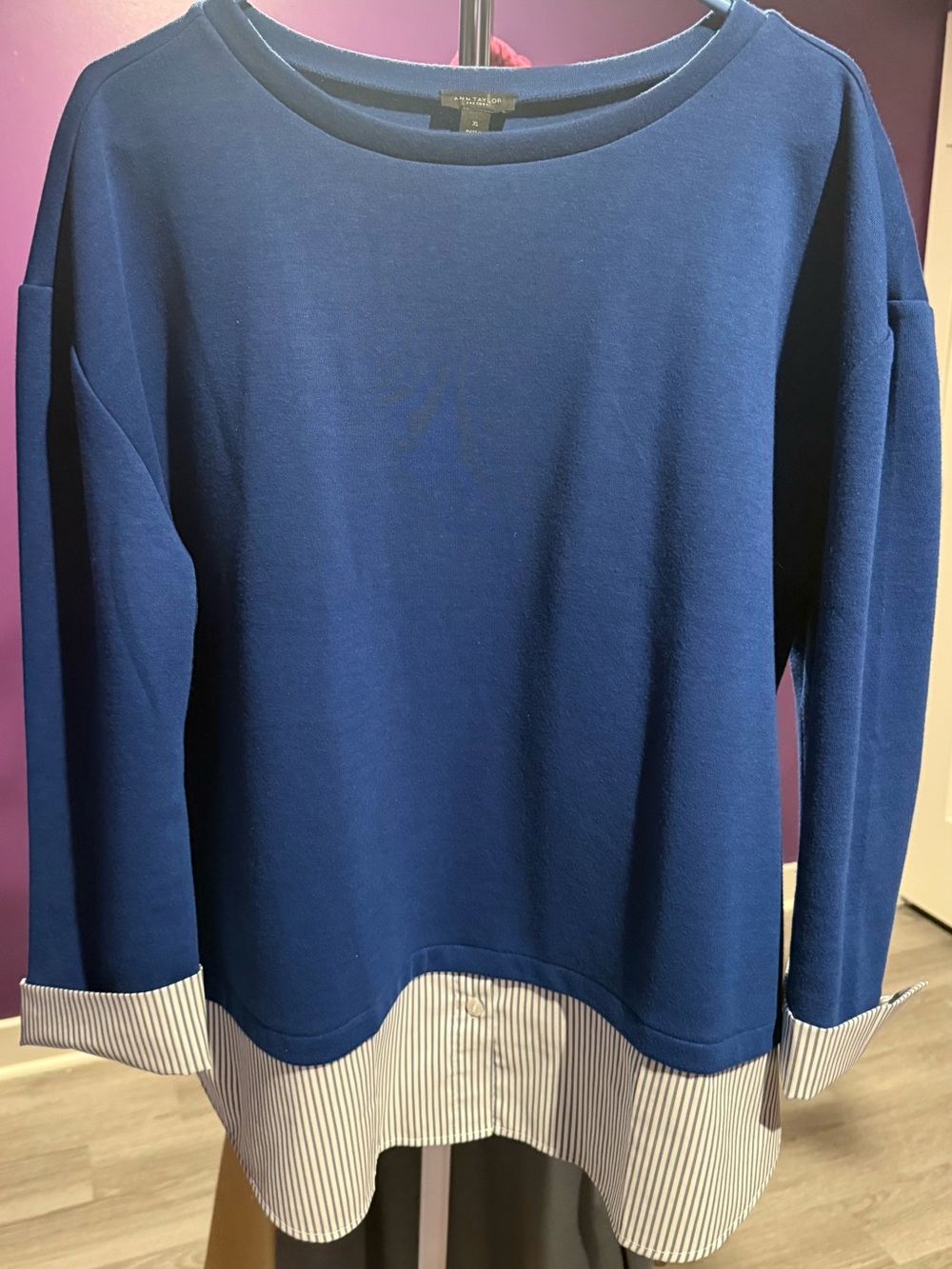 Ann Taylor Blue Layered Hem Sweater - Women's XL